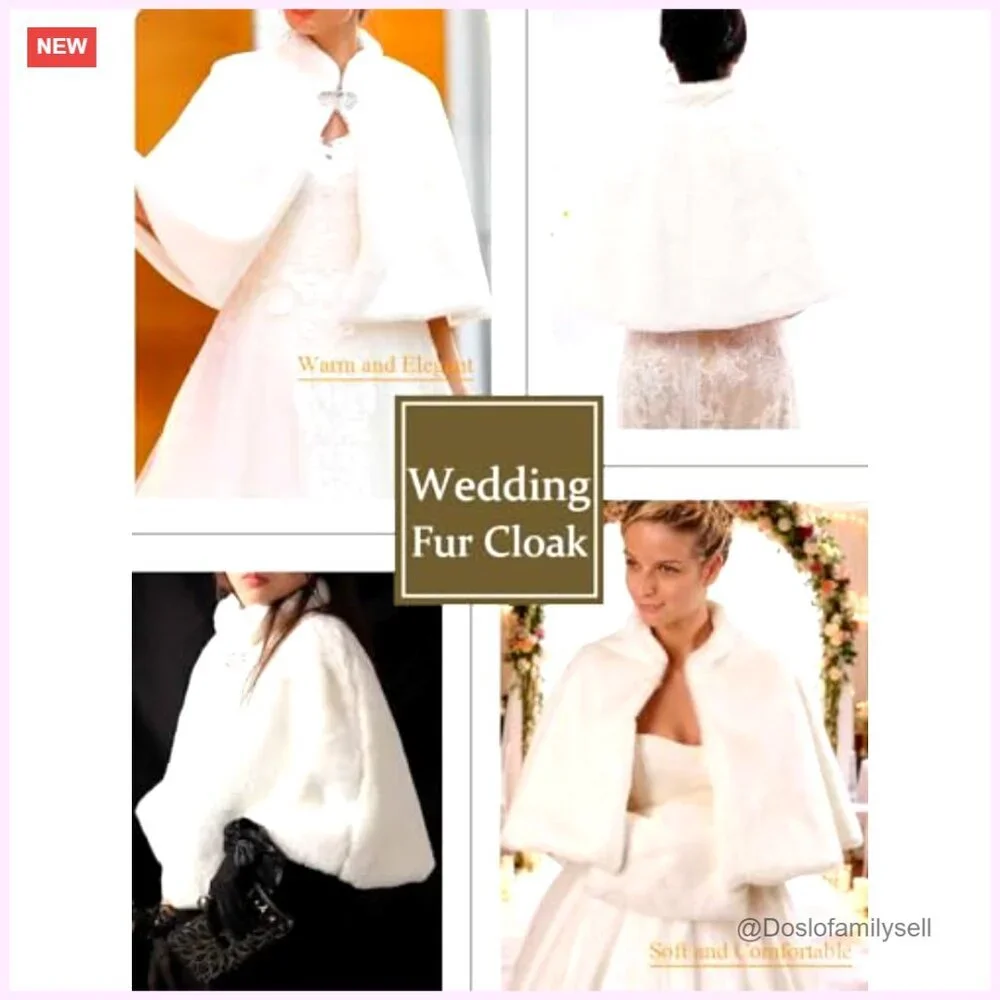 Faux Fur Shawl Wrap Bridal Stole Cape Wedding Accessory Warm